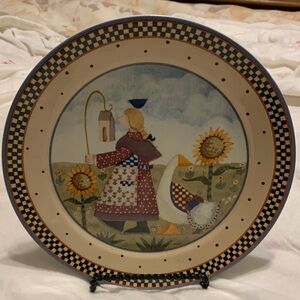 Williraye Studio VTG 1999 Decorative Plate 8” Folk ArtBirdhouse Sunflower Goose.